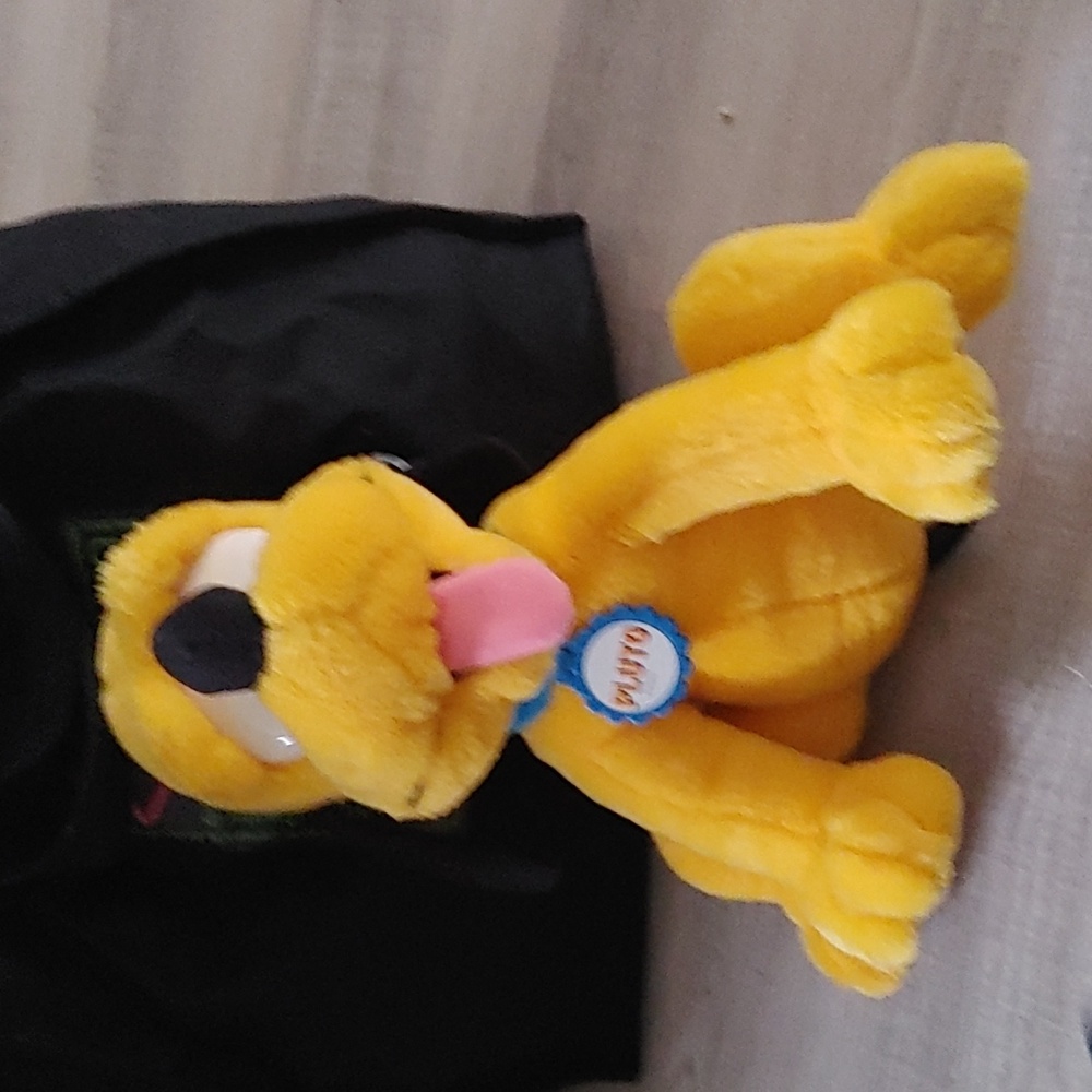 Disney, Baby Pluto, Yellow Dog, Lying, 12.5", Soft, Plush, Toy, Figure, Cartoon
